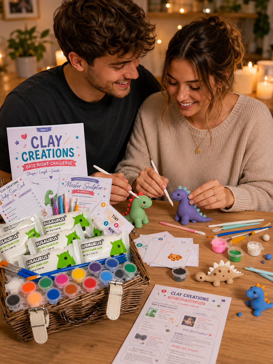 Clay Creations Date Night Gift Box – Couples Sculpting Challenge Kit