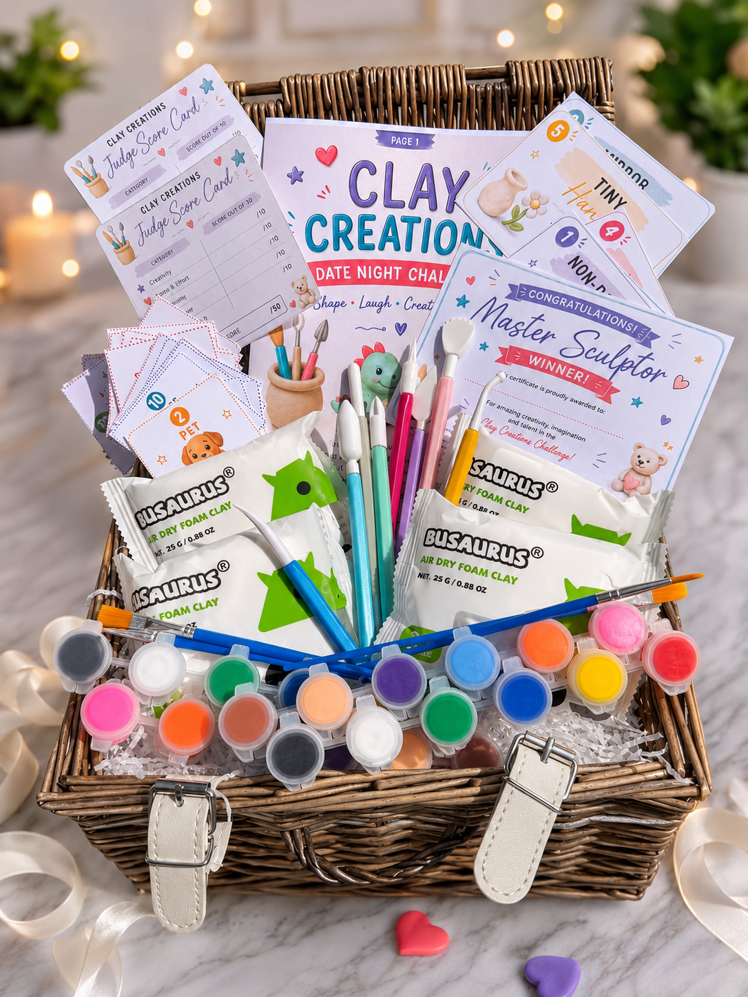 Clay Creations Date Night Gift Box – Couples Sculpting Challenge Kit